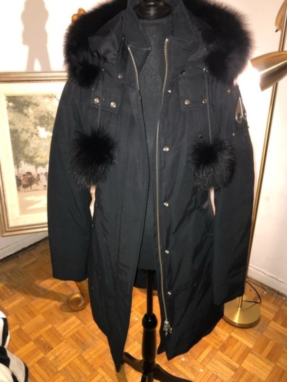 Black Women's Fur-Trim Moose Kuckles Parka